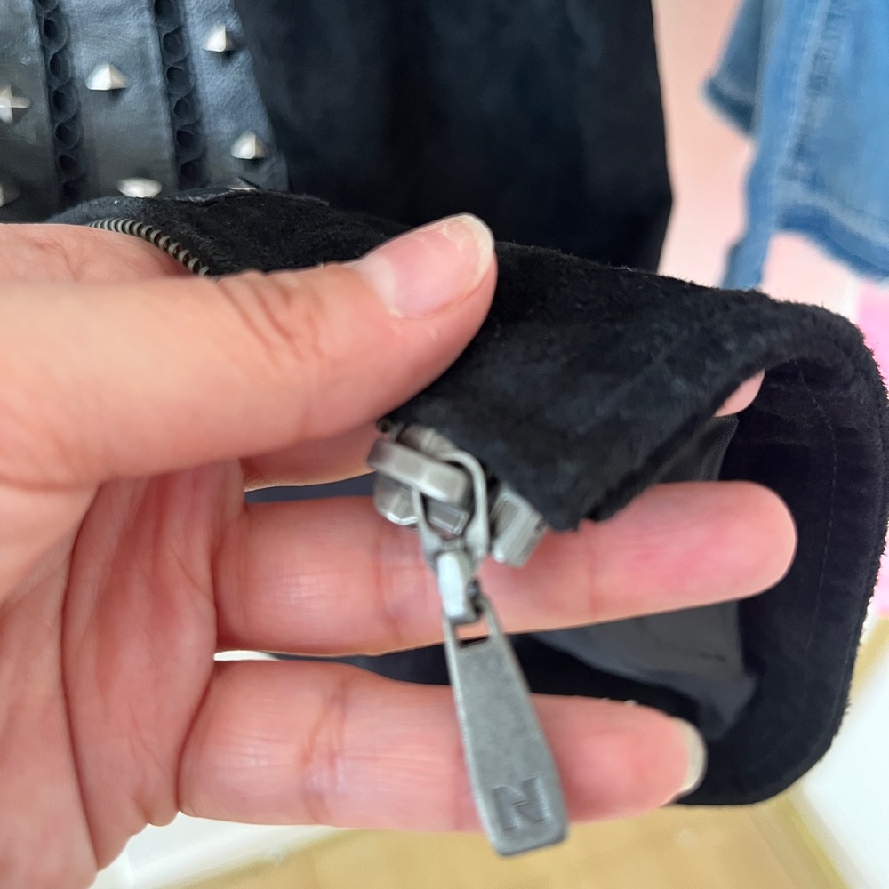 Black‎ Suede Studded Vest Western Boho Biker Festival Moto Style - Picture 16 of 16